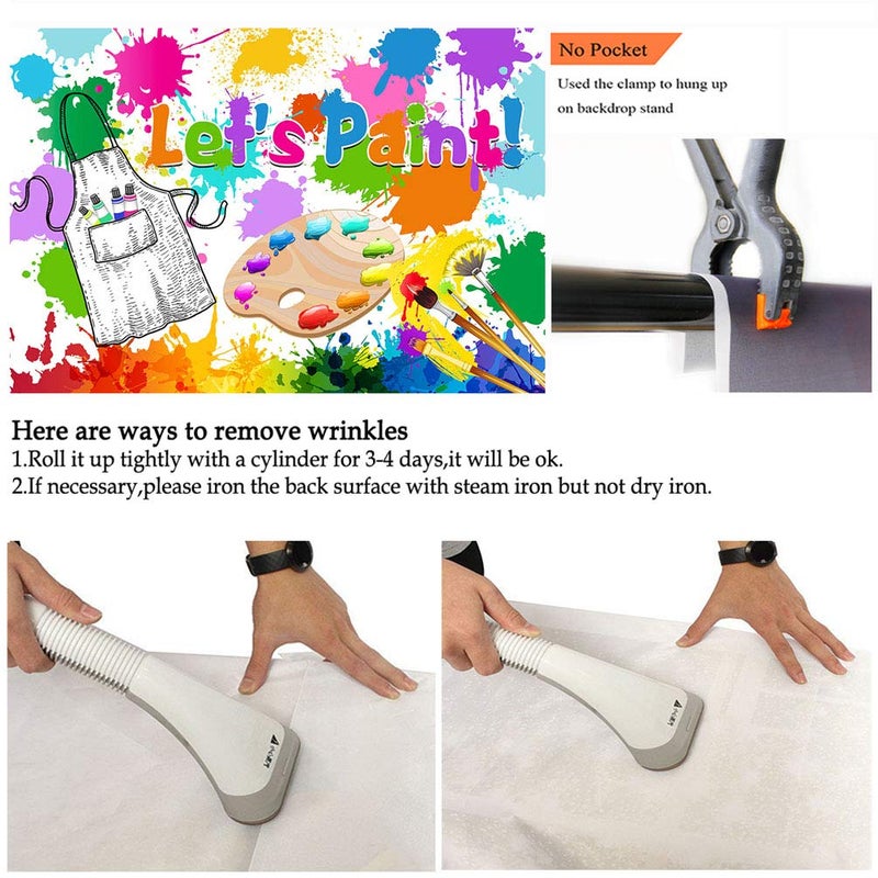 Avezano Let's Paint Party Backdrop for Kids 7x5ft Art Paint Birthday Party Photography Background Watercolor Colorful Graffiti Splatter Dress for a Mess Art Painting Party Photo Booth Backdrop - Image 5